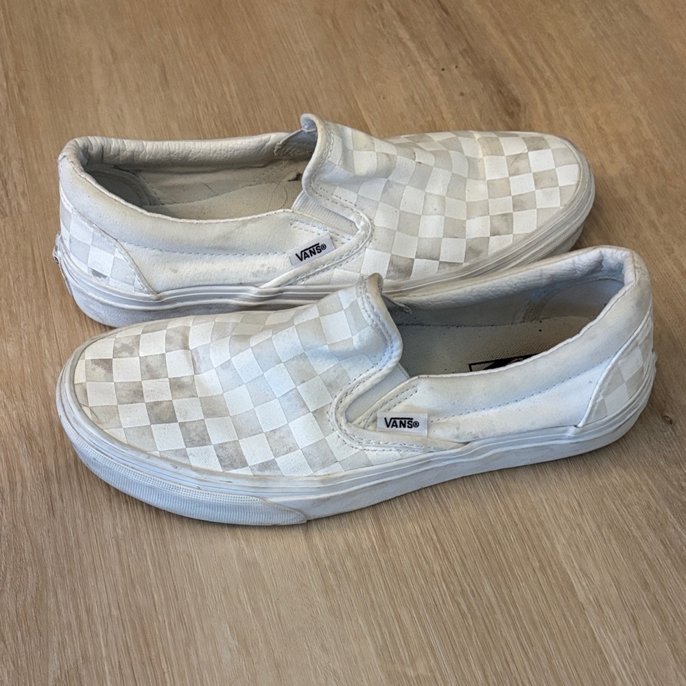 Vans Classic White Checkered Slip-Ons